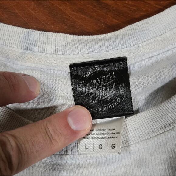 Santa Cruz Skateboards Y2K White Tie-Dye Tee with Blue Wave Logo Large - Picture 6 of 7